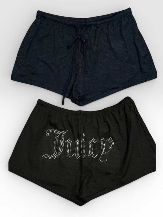 Juicy Couture Other - Juicy Couture Black Y2K Terry Cloth Silver Bling Drawstring Lounge Shorts Size M